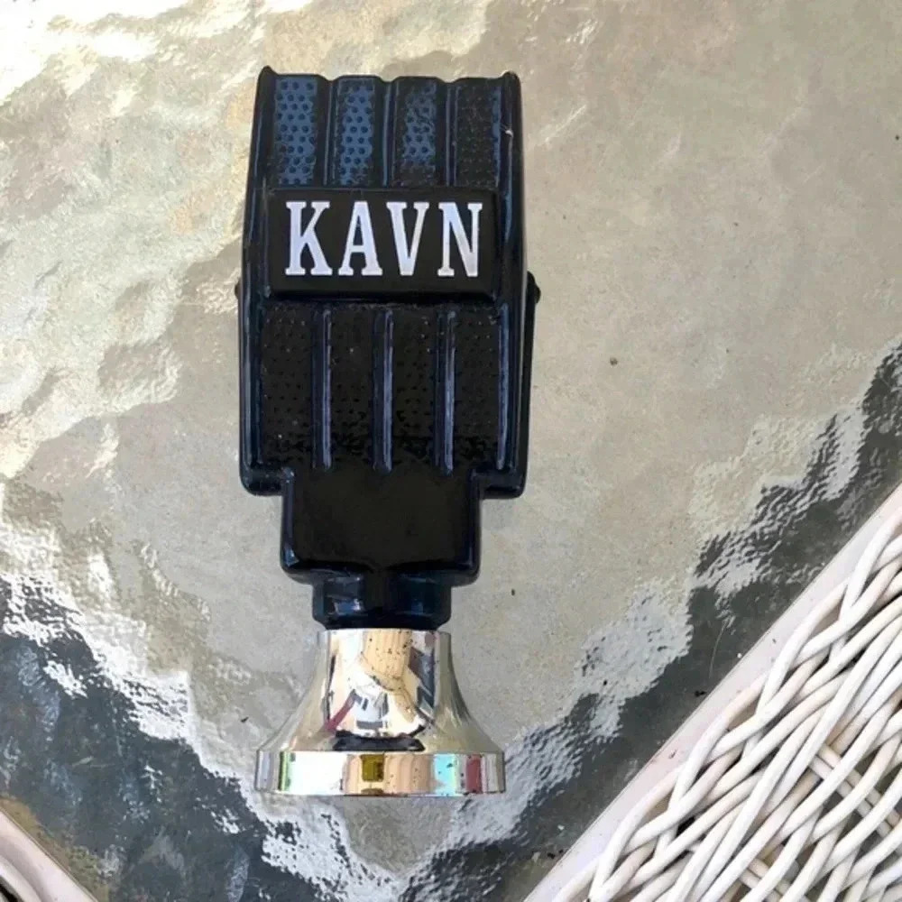 Vintage 1978 Avon Microphone "KAVN" Black Glass Cologne Perfume Bottle T1-3